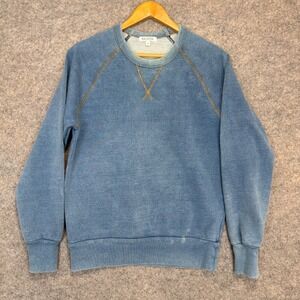 Gustin French Terry V Stitch Sweatshirt Mens Small Raglan Stitch‎ Indigo Blue